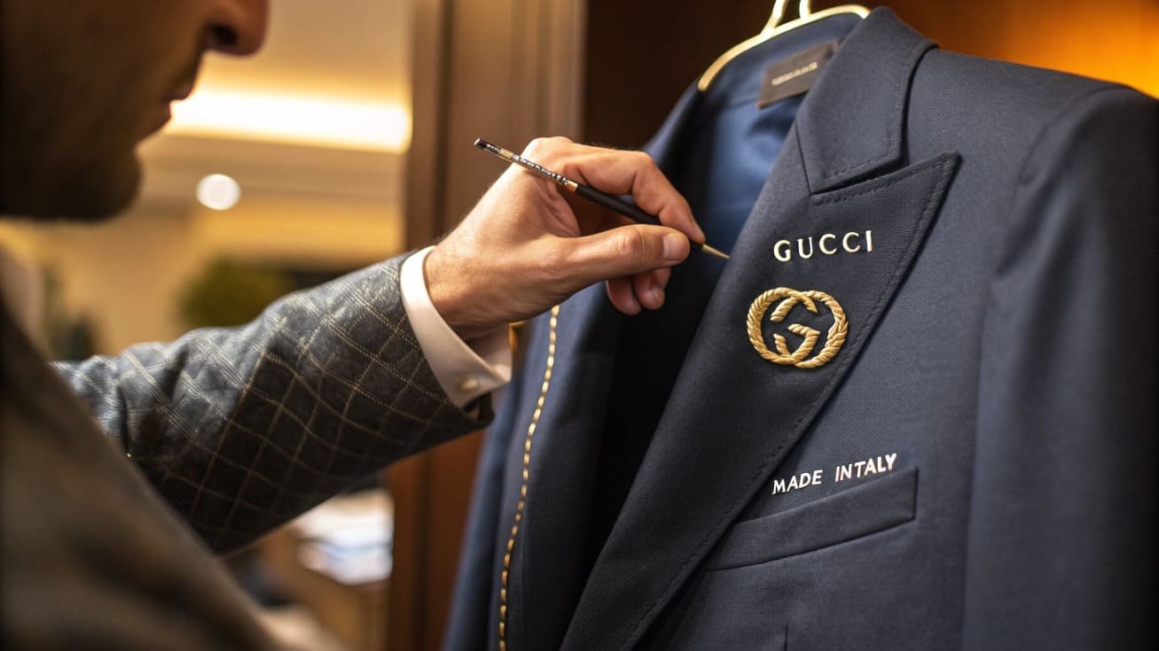 Artisan hand-finishing luxury suit jacket