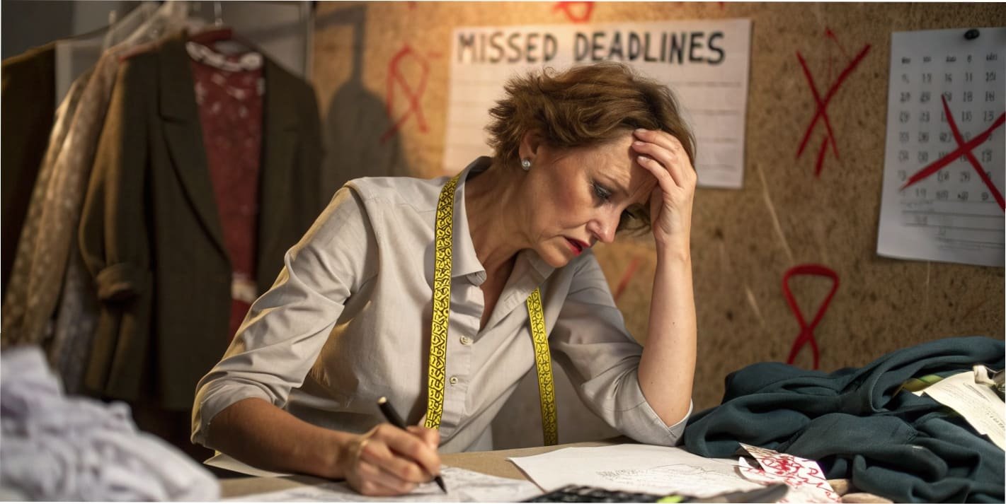 Woman stressed over missed project deadlines